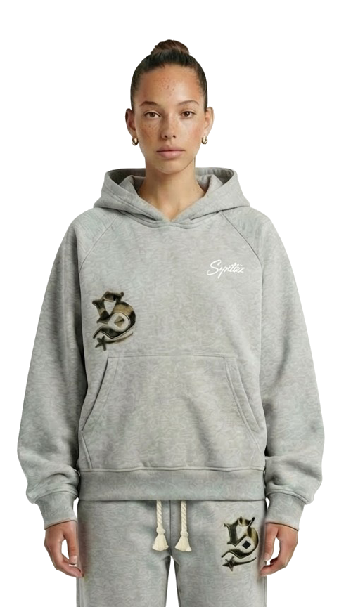 Hoodie grau mit Camouflage Details für Damen