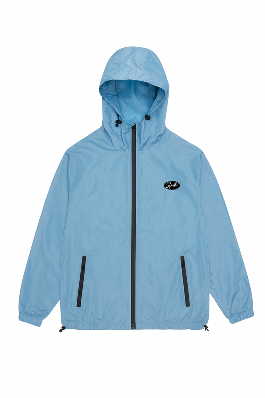 Windbreaker light blue mit Kapuze und Reißverschluss