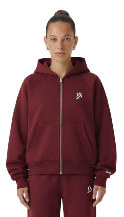 Tracksuit basic zipper wine red für Frauen