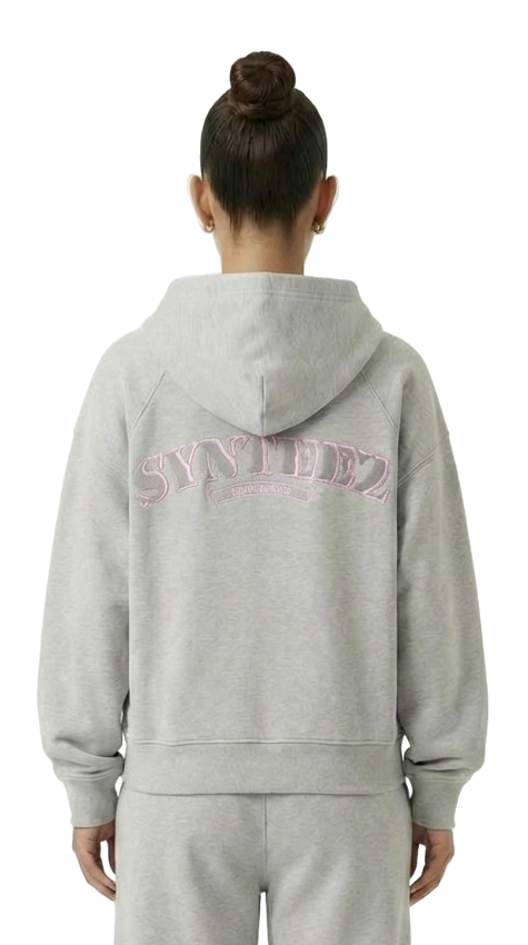 Basic Zipper in grau mit grau pinkem Backprint für Damen