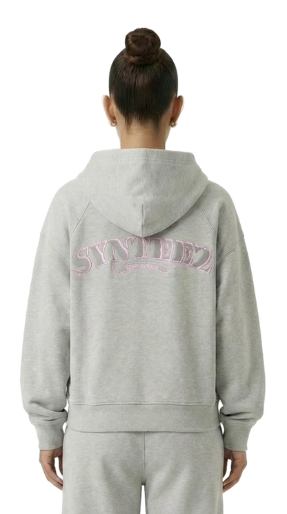 Basic Zipper in grau mit grau pinkem Backprint für Damen