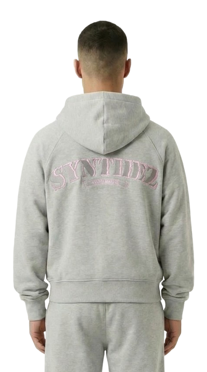Basic Zipper in grau mit grau pinkem Backprint für Herren