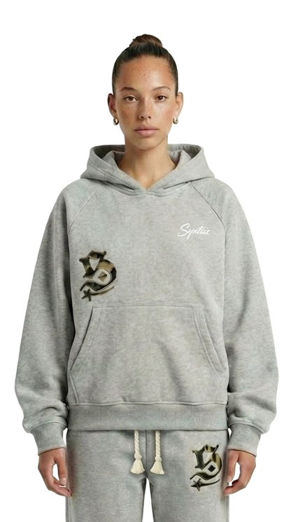Hoodie grau mit Camouflage Details für Damen