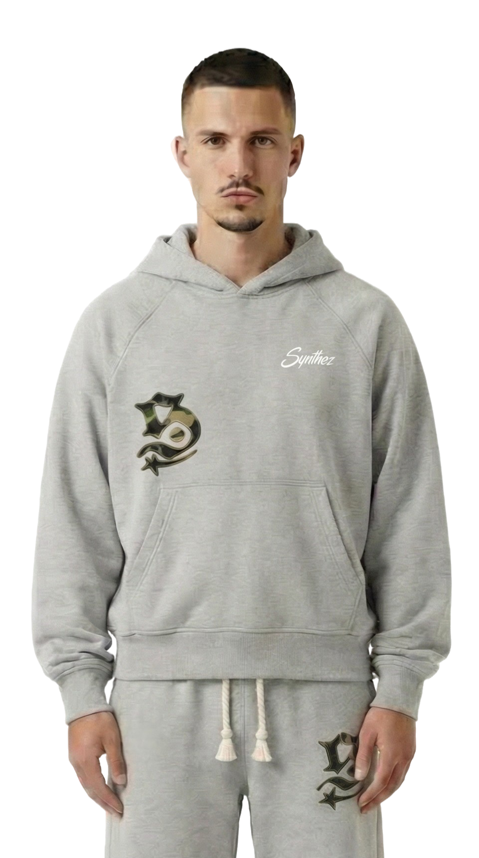 Hoodie grau mit Camouflage Details für Herren
