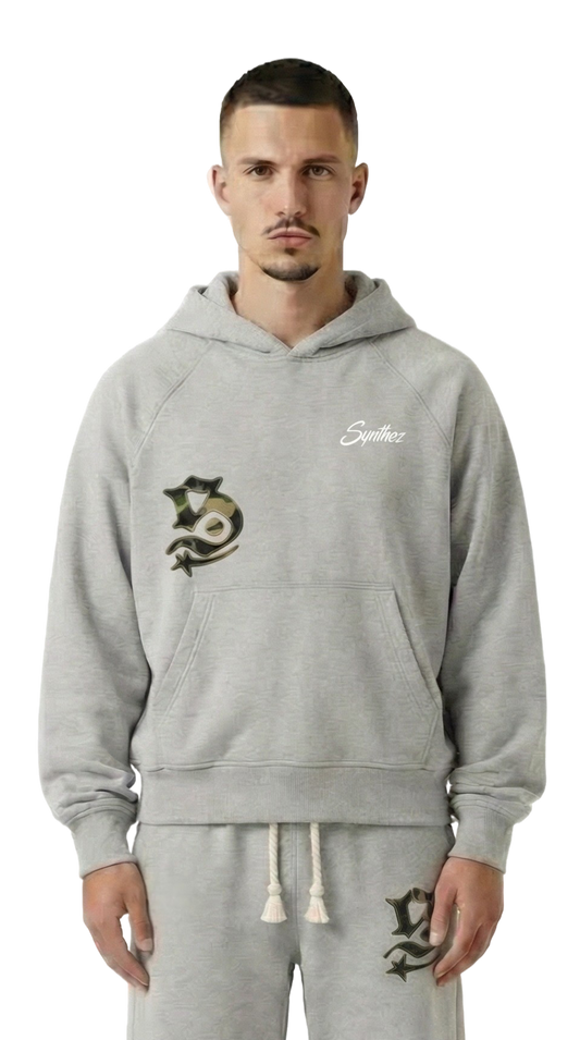 Hoodie grau mit Camouflage Details für Herren