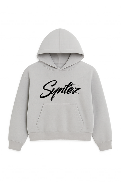 Grauer Hoodie mit schwarzem Synthez Logo Frontprint - Streetwear Unisex Kapuzenpullover