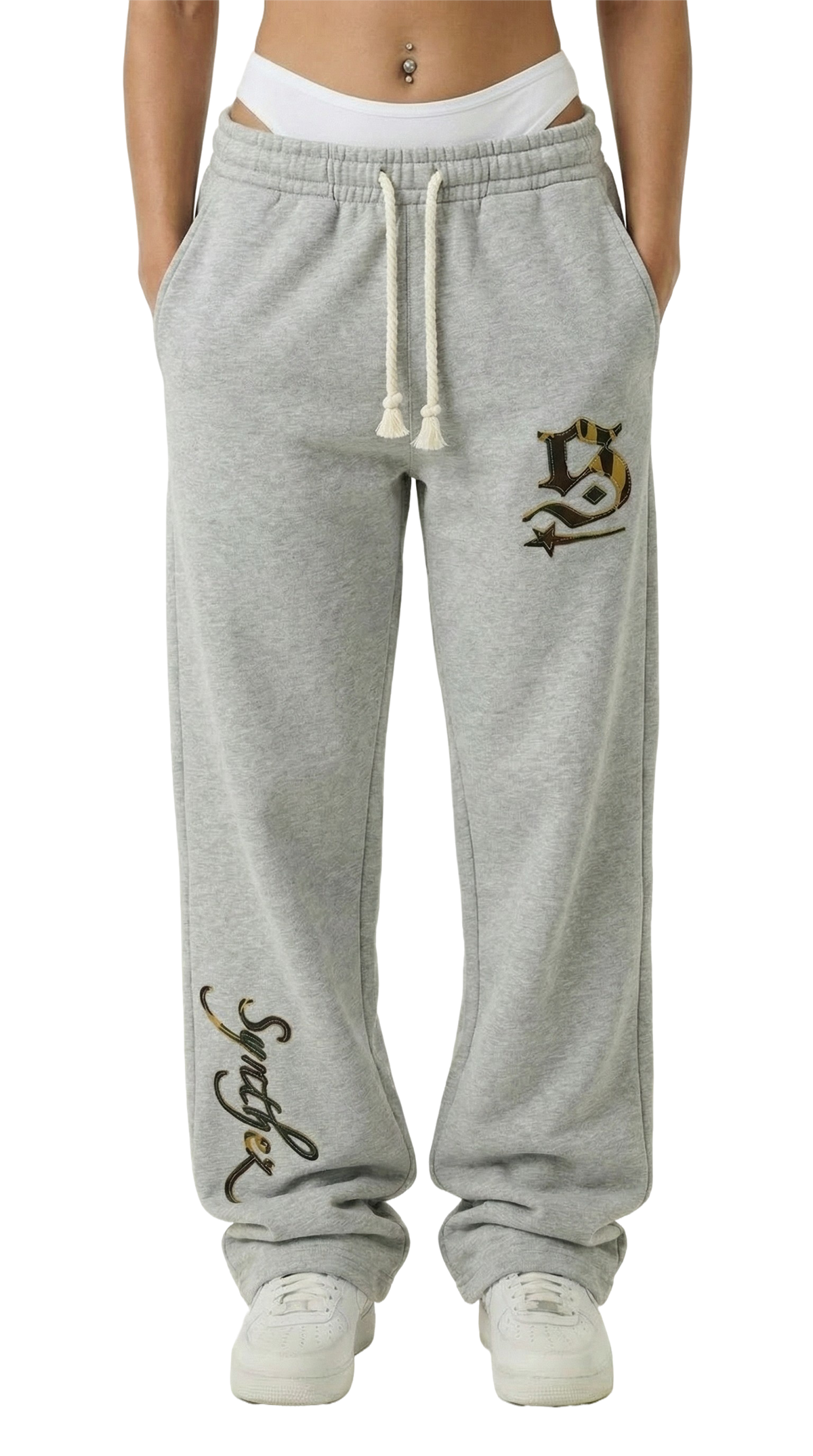 Jogger grau mit Camouflage Print für Damen