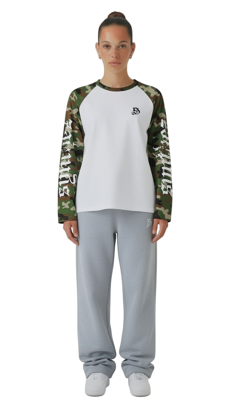 Longsleeve camouflage green streetwear drop für Frauen