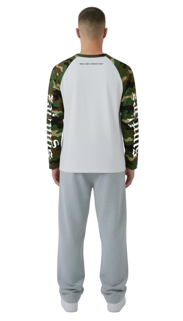 Longsleeve camouflage green streetwear drop für Männer mit backprint