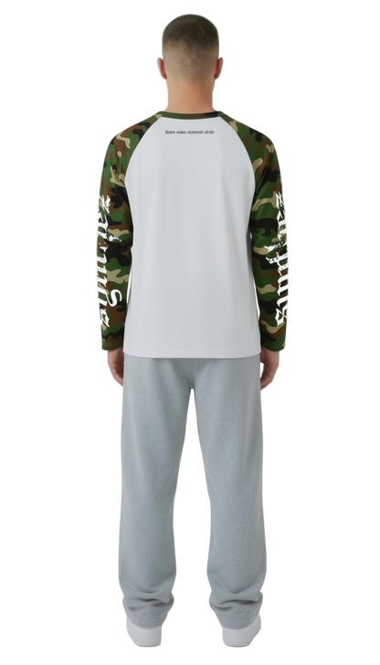 Longsleeve camouflage green streetwear drop für Männer mit backprint