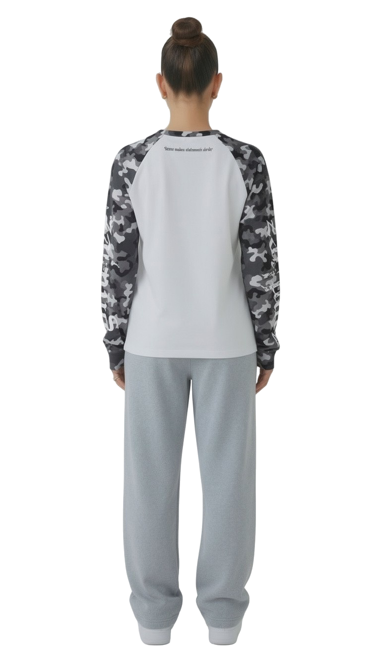 Longsleeve camouflage schwarz streetwear drop für Frauen mit backprint