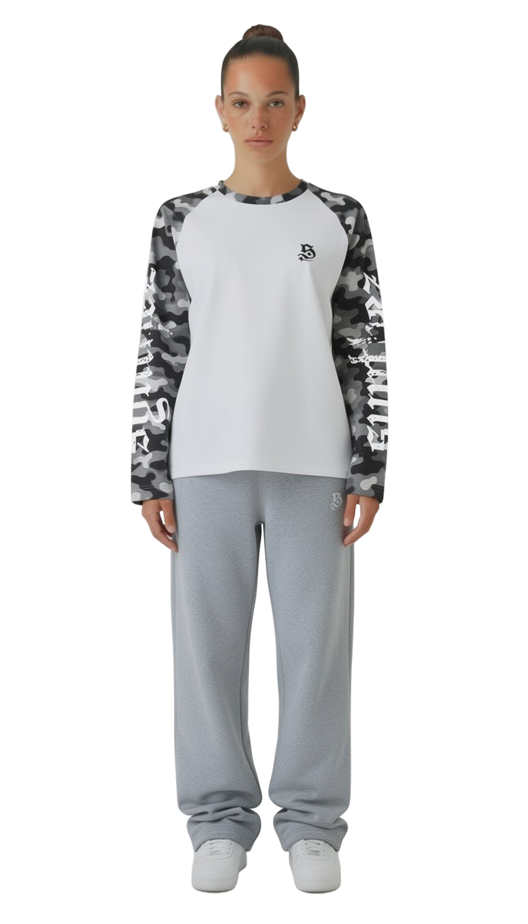 Longsleeve camouflage schwarz streetwear drop für Frauen