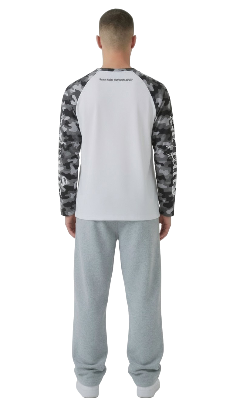 Longsleeve camouflage schwarz streetwear drop für Männer mit backprint