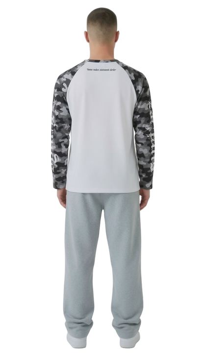 Longsleeve camouflage schwarz streetwear drop für Männer mit backprint