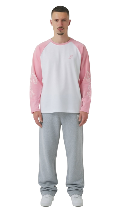 Longsleeve pink für Männer relaxed fit