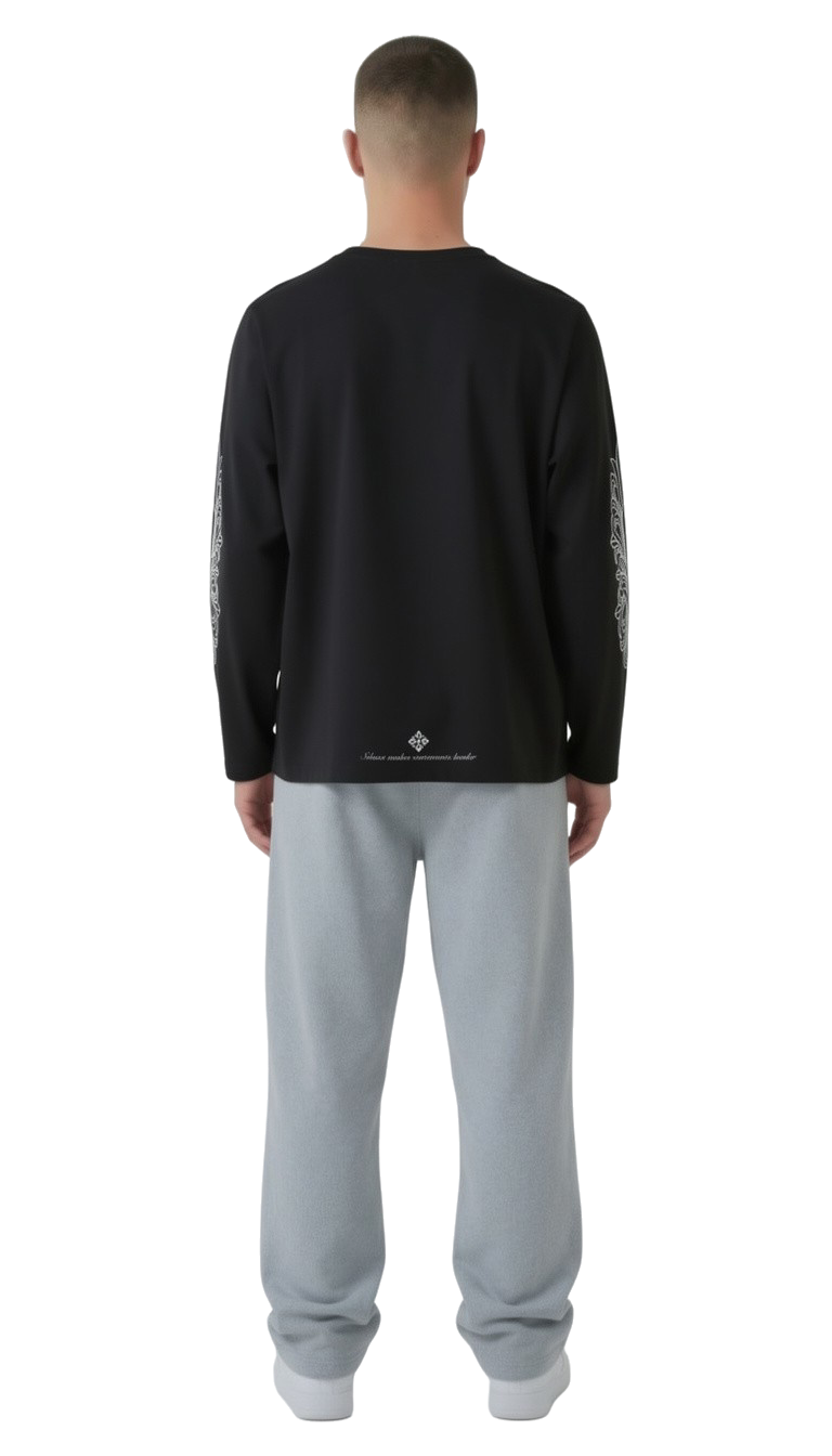 Longsleeve schwarz worldwide streetwear drop für Männer mit backprint