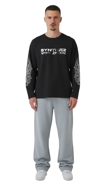 Longsleeve schwarz worldwide streetwear drop für Männer