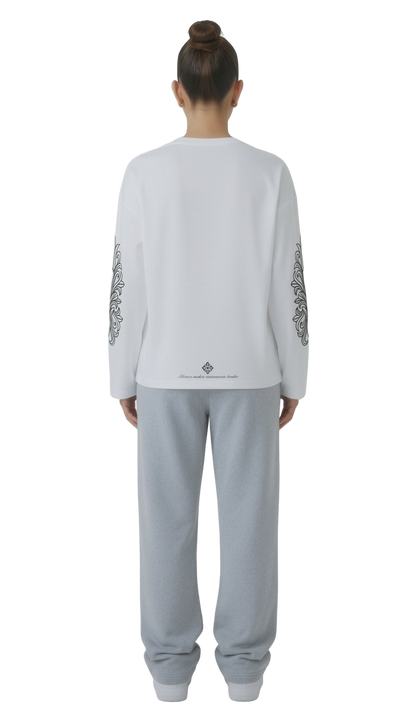 Longsleeve weiss worldwide streetwear drop für Frauen mit backprint