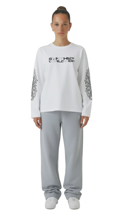 Longsleeve weiss worldwide streetwear drop für Frauen