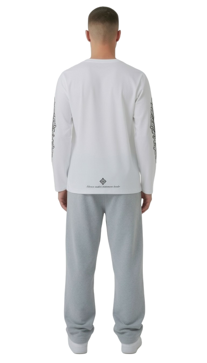 Longsleeve weiss worldwide streetwear drop für Männer mit backprint
