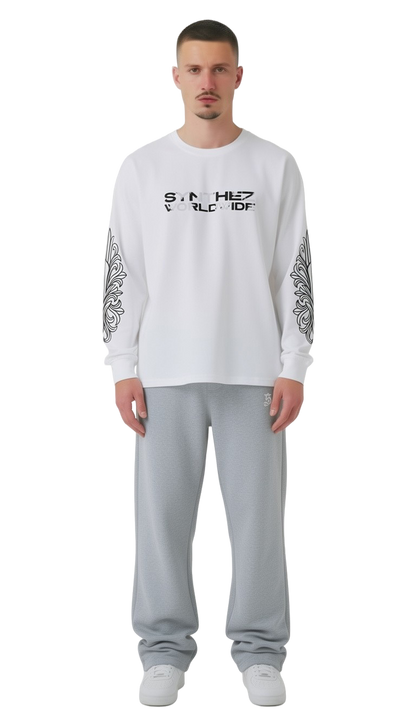 Longsleeve weiss worldwide streetwear drop für Männer