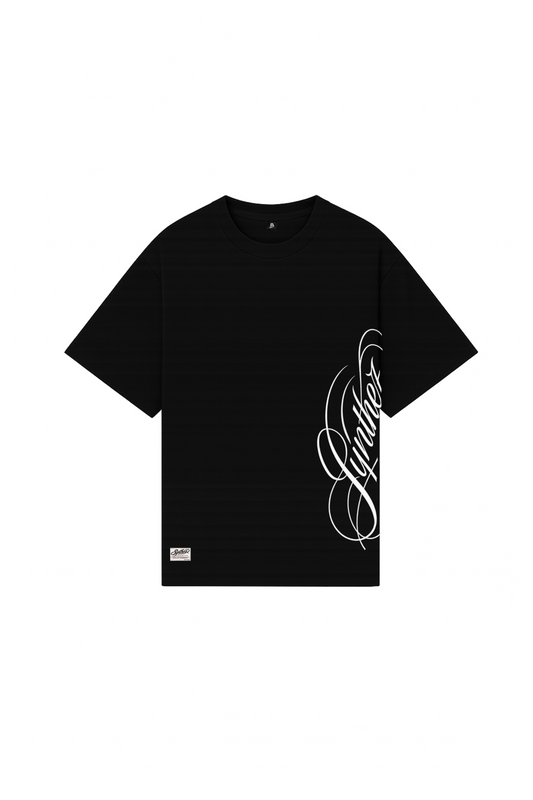 Schwarzes Streetwear T-Shirt mit Synthez Schriftzug