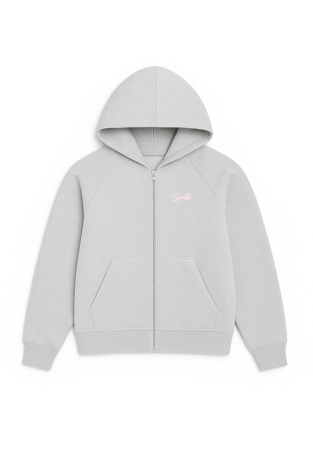Zip Hoodie basic grau mit pinkem Synthez Schriftzug